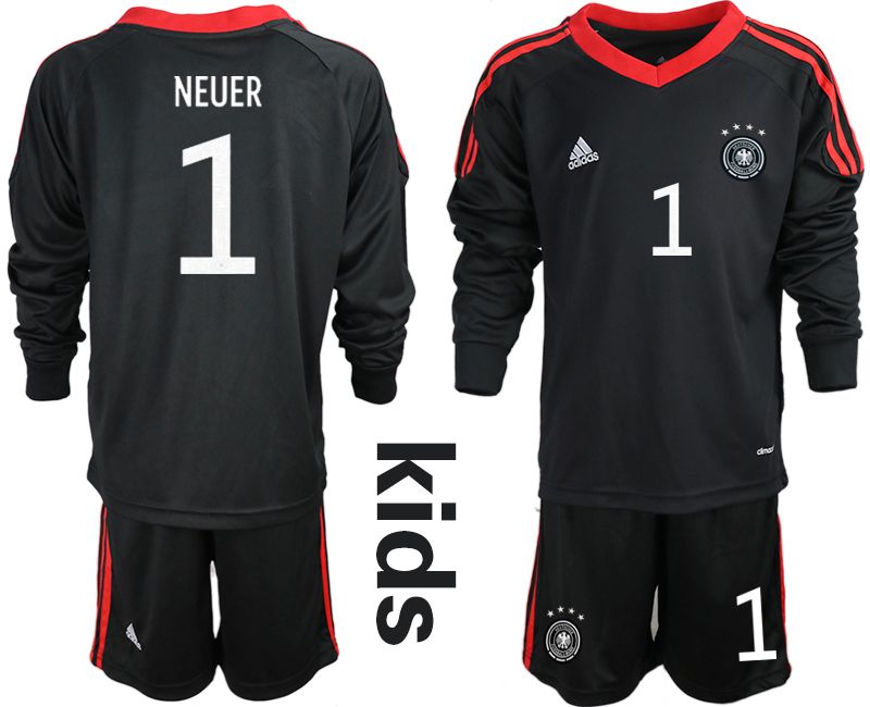 Youth 2021 World Cup National Germany black long sleeve goalkeeper #1 Soccer Jerseys1